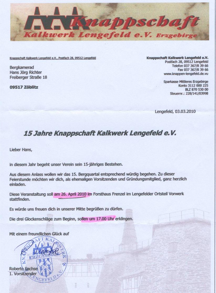 Teilnahme Festveranstaltung